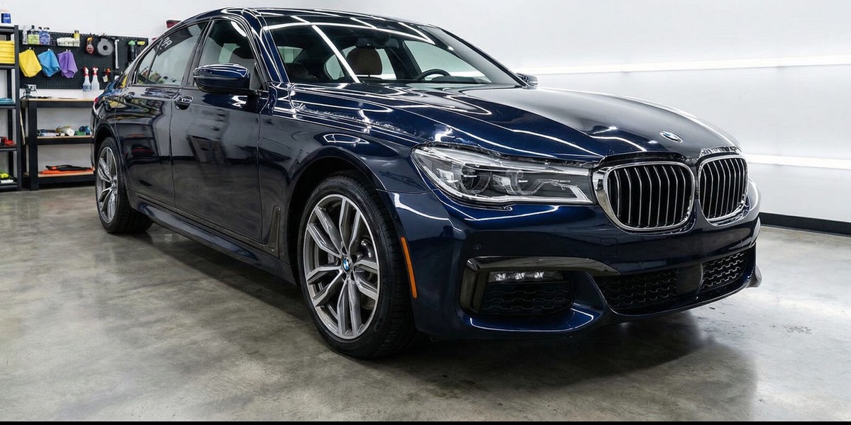 Blue BMW 5 Series after ceramic coating